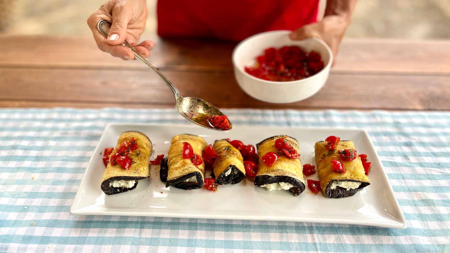 Eggplant Rolls with Ricotta, antipasto