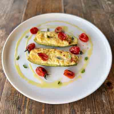 Stuffed Zucchini with Ricotta & Fresh Herbs