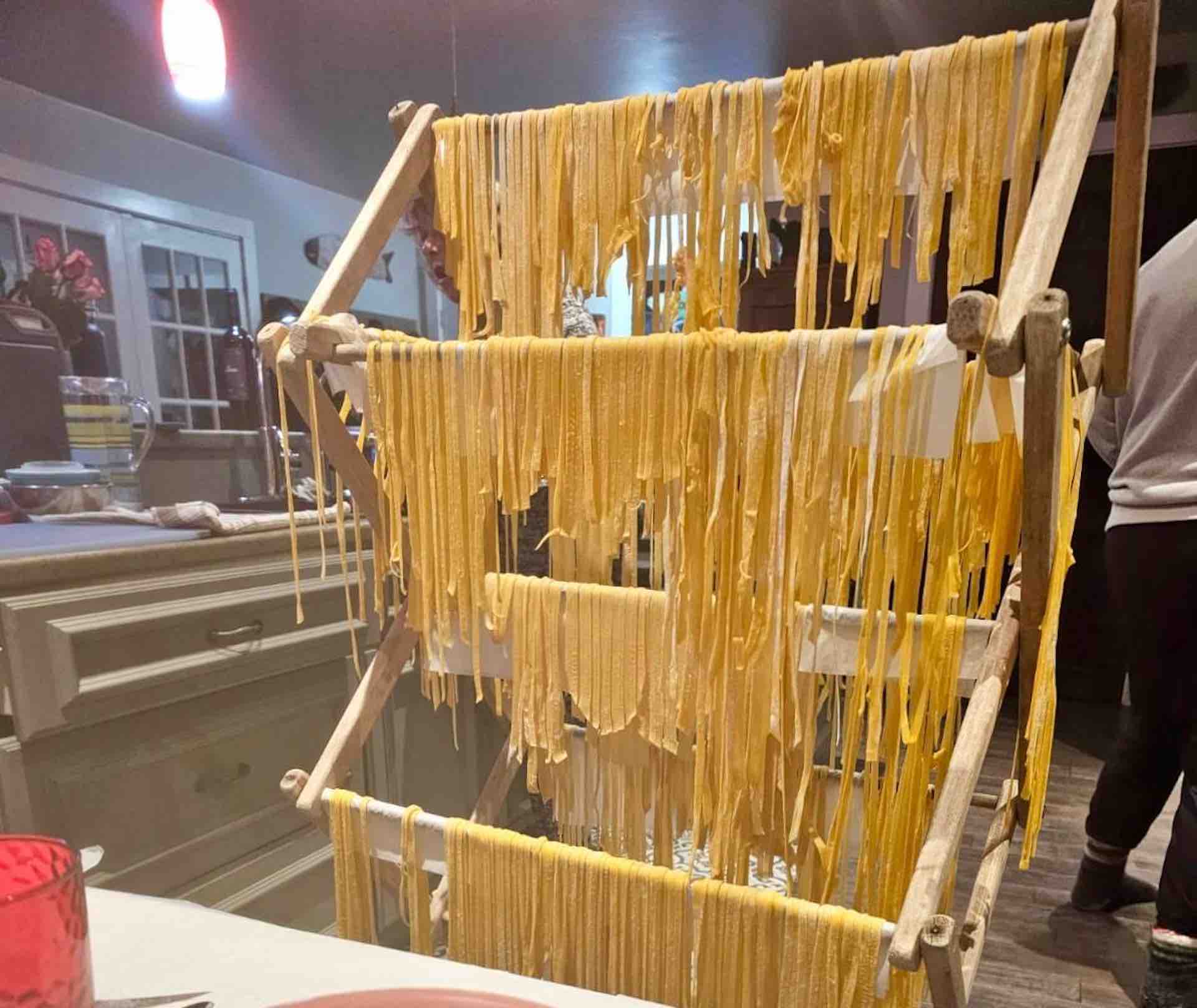 Fresh pasta making during an Italian cooking class in Tuscany