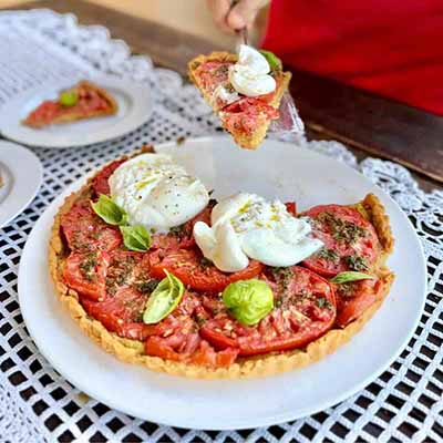 Rustic Tuscan Tomato & Burrata Tart